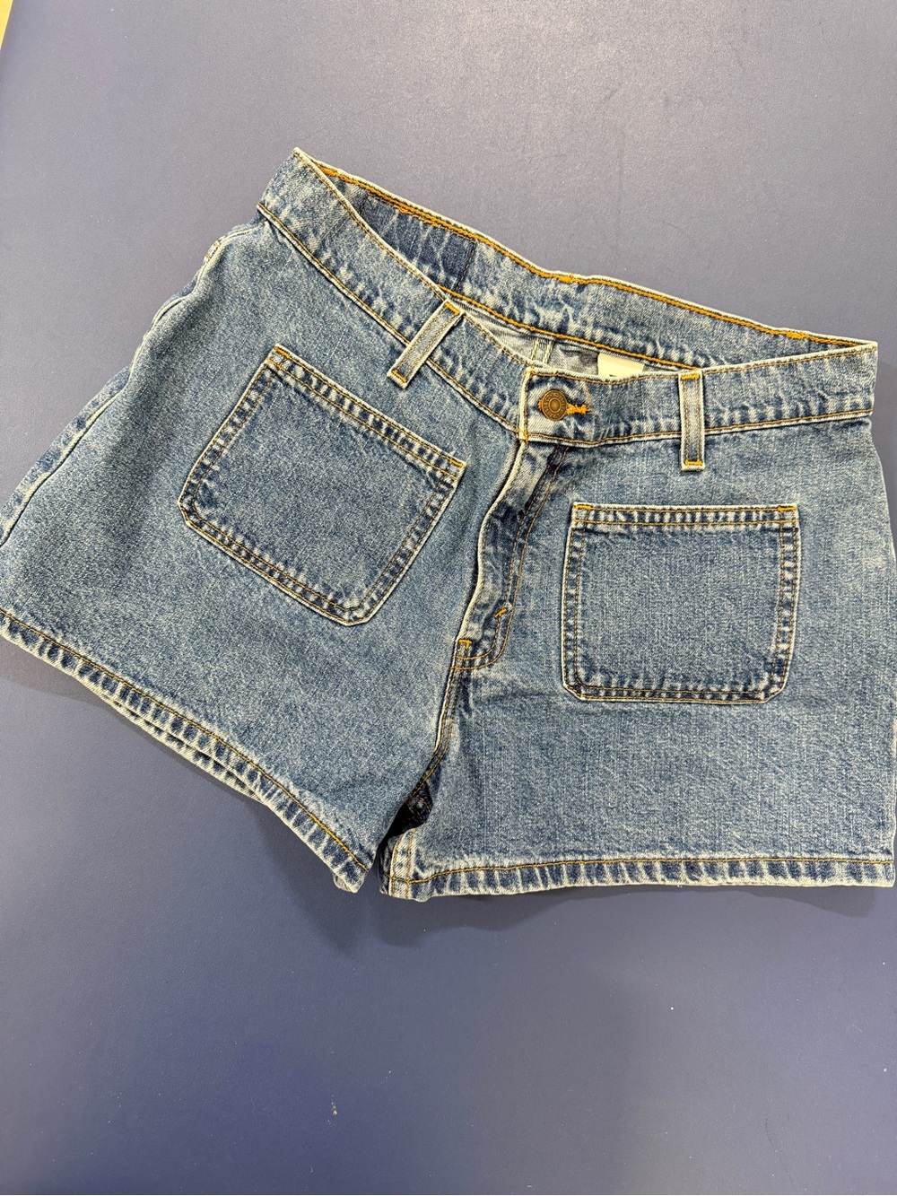 Vintage Levi's Blue Mom Patch Pocket 80s Denim High-Rise Jean Shorts